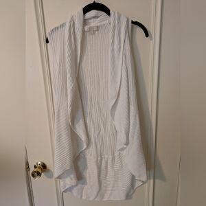 Ectetera Size L White Sleeveless Cardigan